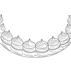 Elegant Dessert Border: Line Art Whipped Cream Confectionery Design
