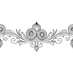 Elegant Floral Border Vector - Black & White Flourish Design