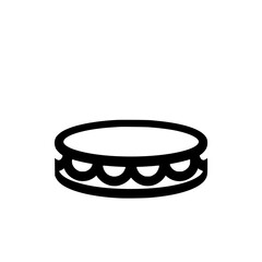 Minimalist Tambourine Icon, Black Outline on White Background