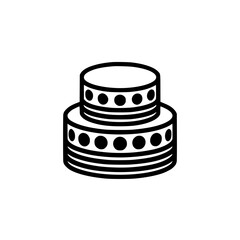 Minimalist Two-Tier Cake Icon with Shadow - Flat Vector Design