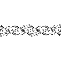 Decorative Black & White Border: Floral Wave Motif