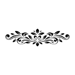 Elegant Black Floral Ornament on White Background