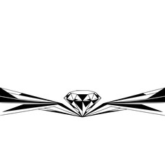 Geometric Diamond Design: Abstract Black & White Gem Illustration