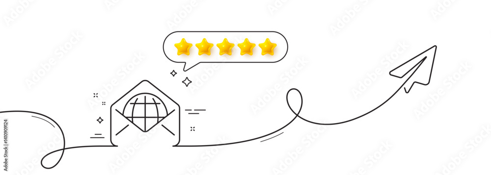 Poster web mail line icon. continuous line with share plane. message correspondence sign. e-mail symbol. fi