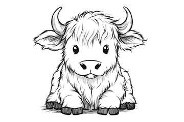 Obraz premium Adorable baby yak illustration