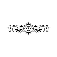Elegant Black Floral Divider, Decorative Line Element on White