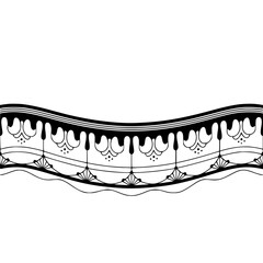 Decorative Black & White Floral Border Vector Design on White Background