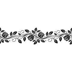 Elegant Black Rose Border on Cream Background