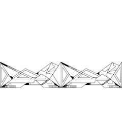 Geometric Mountain Range Illustration: Black and White Line Art Design