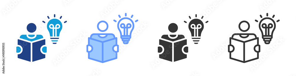 Poster reading icon set multiple style collection