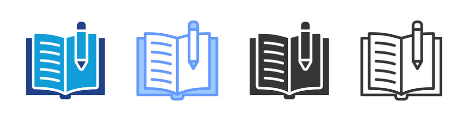 Literature icon set multiple style collection