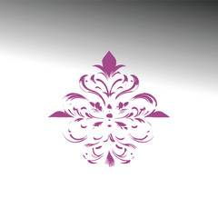 Fototapeta premium Elegant Floral Ornament Logo – White Decorative Vector Design on Blue Gradient Background