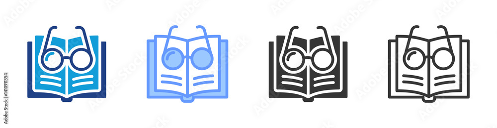Aufkleber reading glasses icon set multiple style collection