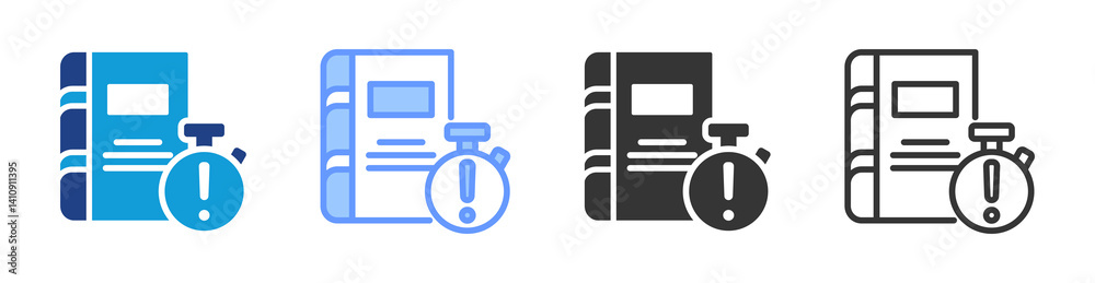 Poster Overdue Notice icon set multiple style collection
