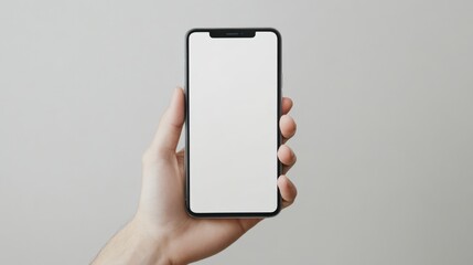 Person holding phone with blank screen