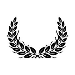 Obraz premium Elegant Black Laurel Wreath on White: Victory, Achievement, Emblem