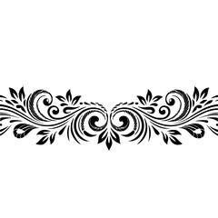 Elegant Black Floral Border on Beige Background
