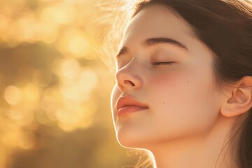 Woman closes her eyes in sun