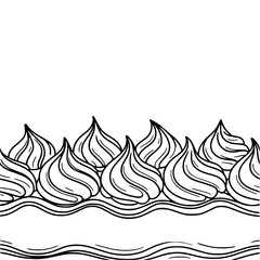 Minimalist Frosting Border Illustration - Black and White, Decorative Design