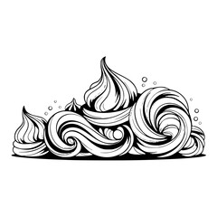 Swirling Ink Wash Decorative Element - Black and White Vector Illustration