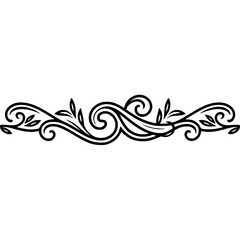 Elegant Black Floral Scroll Border on White Background