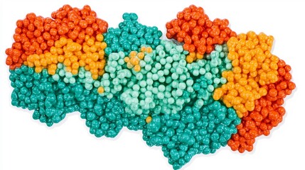 detailed protein model, vibrant colors, intricate structure, clean design, no text,