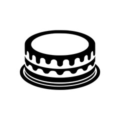 Black and White Minimalist Cake Icon for Celebrations