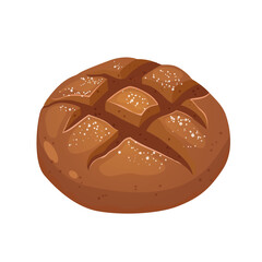 Vector cartoon illustration with bakery product bread isolated on white background.	