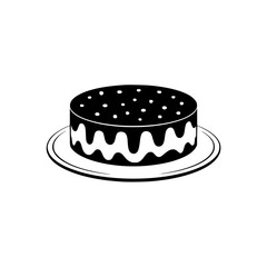 Black and White Cake Illustration: Minimalist, Sweet Dessert Design