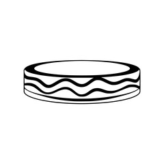 Minimalist Dessert Icon: Cake Illustration in Black and White