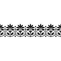 Elegant Black Floral Border on Cream Background