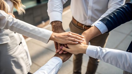 Obraz premium Business teamwork results are motivated by business success victory loyalty unity concept