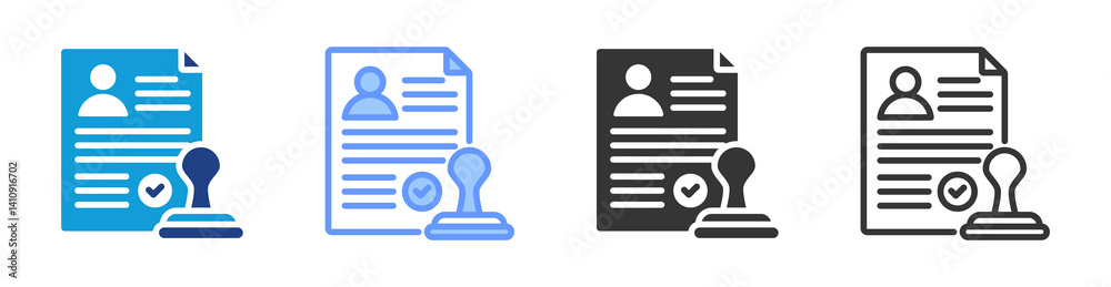 Poster license icon set multiple style collection