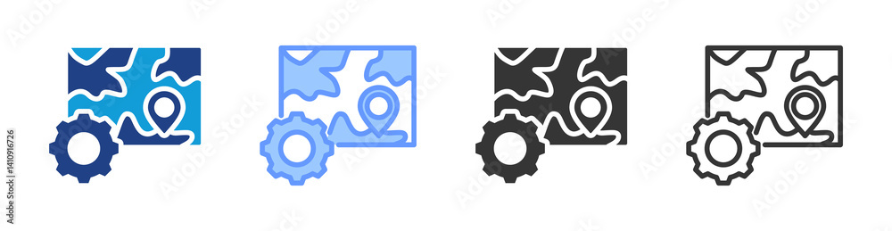 Poster territory icon set multiple style collection