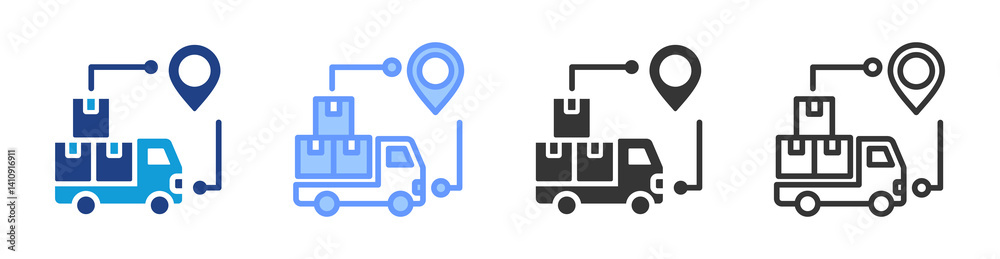 Poster supply chain icon set multiple style collection