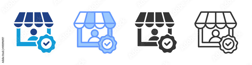 Poster Vendor icon set multiple style collection