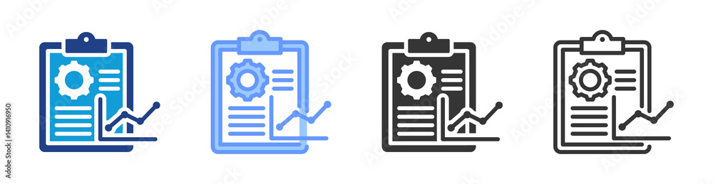 Poster Performance Metrics icon set multiple style collection