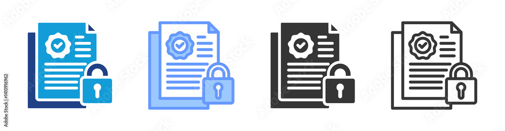 Poster confidentiality icon set multiple style collection