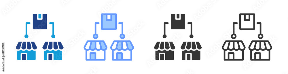 Poster product distribution icon set multiple style collection