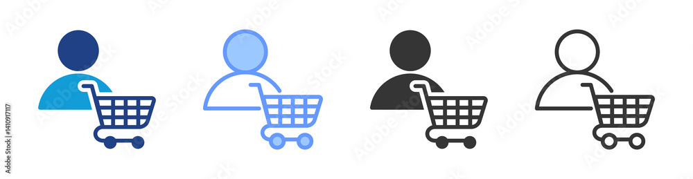 Poster customer icon set multiple style collection