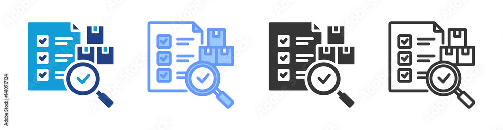 Poster Quality Control icon set multiple style collection