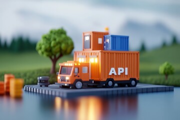 Api container truck transporting cargo