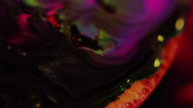 Fantastic, Fruit, Cut Section, Pulp, Juice, Water Flow, Colorful, Ink Drop, Ink, Light and Dark, Color Lighting, C-UP, Camera Movement, HS