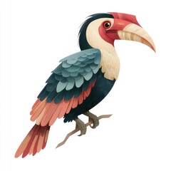Fototapeta premium Vibrant illustration of a rhinoceros hornbill.
