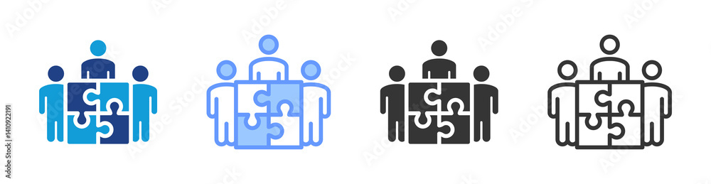 Aufkleber team building icon set multiple style collection
