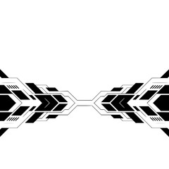 Techy Abstract Geometric Border Design, Minimalist Monochrome Background