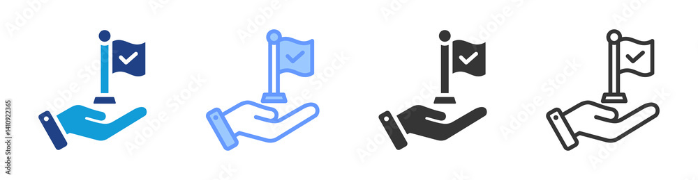 Poster Milestone icon set multiple style collection