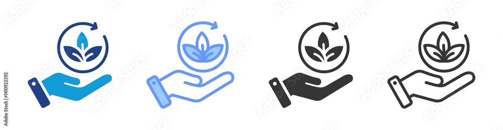 Poster sustainable icon set multiple style collection