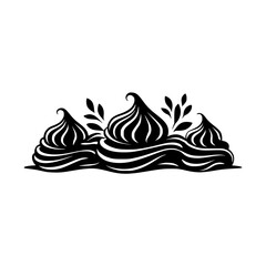 Decorative Black and White Whipped Cream Dessert Illustration