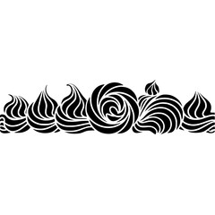 Fototapeta premium Black and White Swirls: Abstract Dessert Border Design